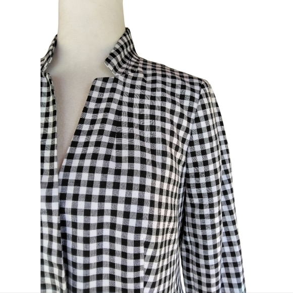 Talbots Wesley Linen Cotton Blend Notched Collar Gingham Blazer Size 2 - Picture 4 of 9